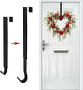 Wreath Door Hanger, Black Wreath Hanger for Front Door, Adjustable Wreath Hanger from 15 to 25 Inches Wreath Hangers, Metal Doors Wreath Hangers for Christmas, Spring, Easter Decorations Wreaths