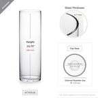 WGV Cylinder Vase Bulk, Diameter 5", Height 16", Clear Glass Floral Planter Container, Tall Centerpiece Arrangement for Wedding Party Event Home Office Decor, 6 Pieces