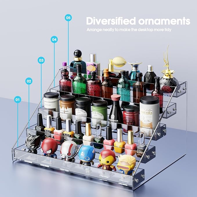 Acrylic Display Shelf,Risers Display Stands,Perfume Organizer,Cupcake Stand,Tiered Display Stand,Sticker Display,Card Stands For Display,Card Display Stand,Figure Display，Spice Rack(5 Tier)