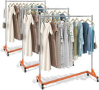 VEVOR Z Rack, Industrial Grade Z Base Garment Rack, Rolling Sturdy Steel Z Base Clothing Rack with Lockable Casters, for Home Clothing Store Display Orange (3 Sets)