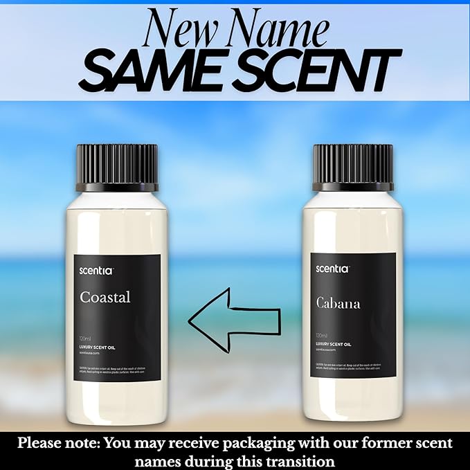 Scentia Hotel Diffuser Oil Inspired by 5-Star Hotel Scent - 120 mL 4.06 fl oz - Essential Oil Blend Botanical Jasmine, Bergamot & Fresh Notes for Aromatherapy Diffusers - Coastal, Christmas Gift