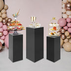 Display Pedestal Stand, Metal Display Pedestal Stands, Metal Showing Holder Pillars Display Pillars For Birthday Party Wedding 110.23 lbs Load-Bearing Capacity (Black 3 PCS)