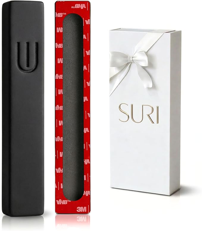 SURI Mezuzah for Door with Scroll – 9 Inch Modern Mezuzah Case with Non Kosher Scroll Included, Fits up to 8” Scroll, Easy Adhesive Installation, Gift Box Included