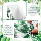 AmazingSpark Set of 4 Monstera Magazine Holder Decorative Foldable Magazine Storage Boxes with Acrylic Label Holders Coquettish Boho Organizer for Office Home Organization Storage