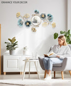 Large Wall Mirror,Modern Wall Mirrors Decorative,3DMetal Ginkgo Biloba Design - Perfect for Living Room, Bedroom, Bathroom, or Entryway Wall Decor