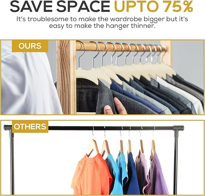 50 Pack New Premium Quality Velvet Hangers Ultra Thin Non Slip Adult Felt Space Saving Hangers for Closet Heavy Duty Coat Pants Jackets Dress Hangers 360° Swivel Hook Hold Upto 10 lbs Ivory