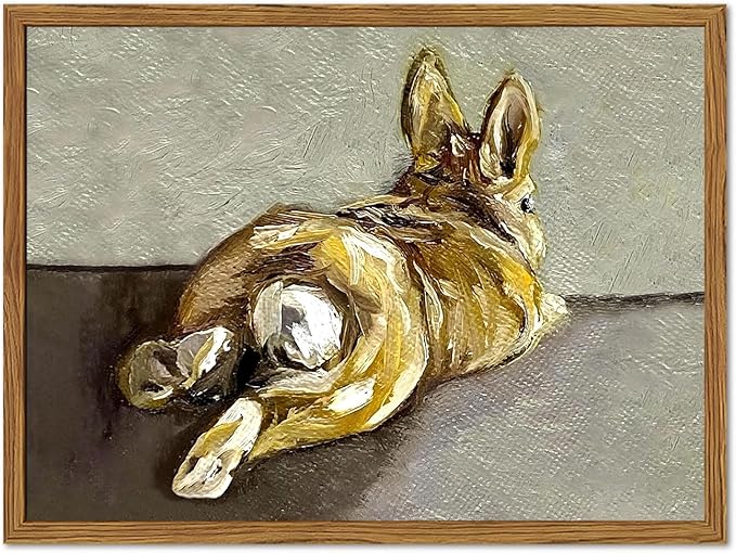 Framed Vintage Easter Bunny Wall Art, Cute Rabbit Pictures Wall Decor, Rustic Farmhouse Animal Paintings Canvas Prints Cottagecore Home Decor for Living Room Nursery Bedroom 16x24 inch