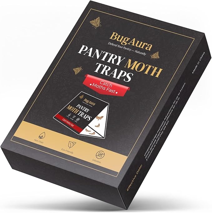 12 Pack Pantry Moth Traps for House Indoor – Advanced Red Line Formula Pantry Moth Traps with Pheromones Prime – Safe & Non-Toxic – Targets Indian Meal Moths & Other Pantry Moths