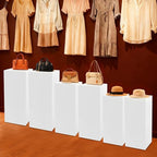 6 PCS Display Pedestal Stand, Metal Display Pedestal Stands Decoration Cube Sculpture Displays Column Square Displays Stands Pillars for Wedding Party Baby Shower Birthday (White, 6PCS)