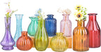 Eleganttime Bud Vases for Flowers,Glass Colored Bud Vase in Bulk Set of 10,Small Vintage Vase Bottle for Wedding Decorations,Garden and Home Decor,Centerpieces,Colorful Mexican Décor