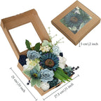 Idyllic Blue Artificial Flower Box, Wedding Table Centerpiece, Party Decoration Floral Arrangement in Box, Ready-to-Use Home Decor