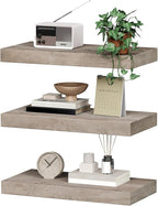 RALGEND Floating Shelves for Wall, 1.5" Thick Wall Shelf Set of 3 with Invisible Brackets, 15.7L x 7.9W Hanging Book Shelves Farmhouse Home Decor for Bathroom, Living Room, Bedroom, Greige 4301BJP3BG