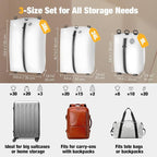 3 Pack Vacuum Bags for Travel with Pump, 3-Size Set Reusable Vacuum Compression Bags for Luggage, Space Saver IP67 Waterproof Vacuum Packing Cubes for Suitcase&Backpack, White