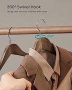SONGMICS Extra Wide Wooden Suit Hangers, Set of 10 Clothes Hangers, Swivel Hooks, Non-Slip Bars, for Outfits, Suits, Coats, Shirts, Dresses, Walnut Color UCRW050KZ01