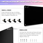 2Pack Black Magnetic Board,17.5" x 11.4" Magnet Bulletin Board to Display Magnetic Notes, Poetry, Photos, Suitable for Wall, Refrigerator, Cabinet etc, Come with 8 Pcs Dual Lock Tape and Screws