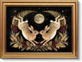 VIYYIEA Vintage Gold Framed Wall Art for Living Room, Easter Canvas Prints Home Decor, Spring Painting Picture, Bedroom Wall Decor Gifts for Friends or Family -【Moonward Hares】-(16L x 12W)