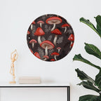 Wall Picture, with Red Mushrooms Printed Circular Iron Hanging Picture,Wall Art Decor,Home for Bedroom Living Room Bathroom Decor,Iron Painting 11.8X11.8 in