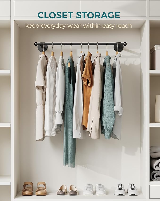 OROPY Industrial Pipe Clothing Rack, Wall Mounted Clothes Rack, Closet Rods For Hanging Clothes, 33" Multi-purpose Hanging Rod for Laundry Room, Bedroom and Closet Storage