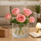CONNOO 9 Pack Square Glass Vase 4" x 4" x 4", Clear Bulk Flower Vases for Centerpieces, Square Glass Cube Vase Floating Candle Holders for Wedding Party Home Decor