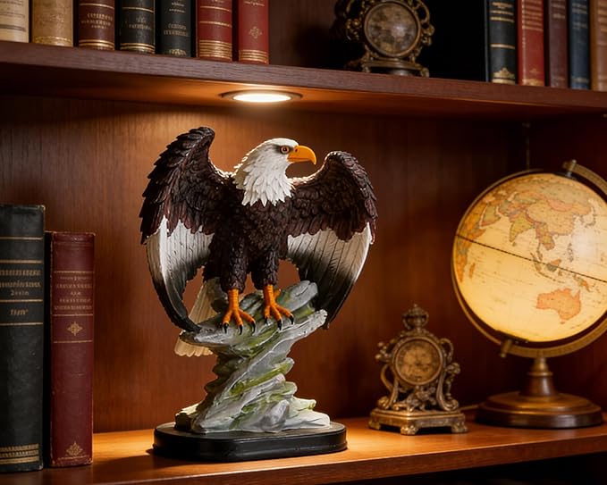 Bald Eagle Realism Statue for Home Office Man Table Decoration 10 inch Eagle Scout Gifts, US Citizenship Gifts, Symbol of Justice and Freedom