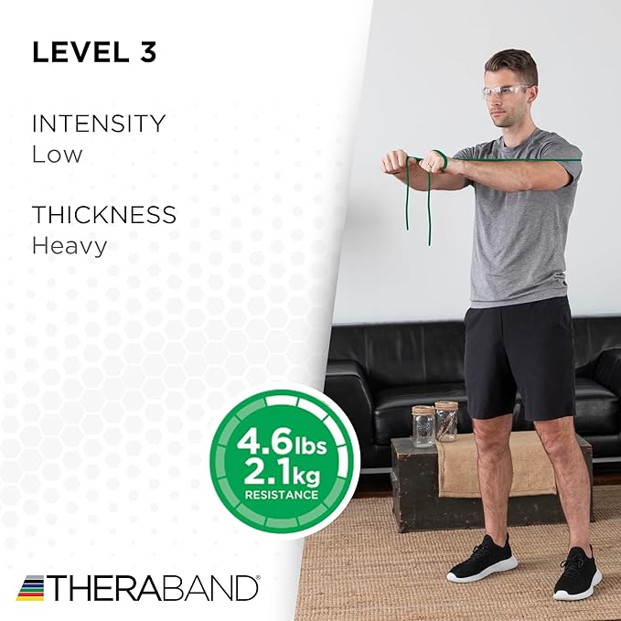THERABAND Latex Resistance Tubing, Red, Medium Level 2, 100 ft Roll, Professional Grade Resistance Band for Exercise, Upper and Lower Body Workouts, Cut-to-Length, Color-Coded Levels