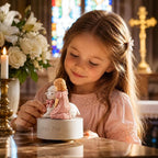 AIDLNS Jesus Loves Me Music Box, Christian Baptism Gift for Girls, Hand-Painted Lamb Figurine, Religious Keepsake for Christening, First Communion, Easter, Christmas, Granddaughter & Goddaughter Gift