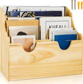 Wood Magazine Holder, 4 Tiers Wall Mounted Desktop Magazine File Divided Organizer, Mail Paper Sorter Newspaper Storage Bin Basket for Office, Home