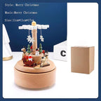 Natural Solid Wood Handcrafted Beech Wooden, Musical FigureTotoro/Carousel/Fairy/Ballerina Figurine,Rotating Hand Crank Mechanism Music Box,Musical Decorations (Merry Christmas)