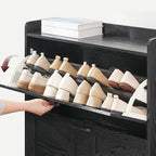 Shoe Storage Cabinet, Shoe Organizer with 2 Flip Drawers, Hidden Shoe Storage for Entryway, Freestanding Shoe Cabinet Organizer with Open Storages, Black SHHB9401