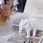 Cynkeyee Elephant Decorations Figurine Statue - Modern Elefantes para Decoracion Casa, Resin Origami White Elephant Gift Minimalist Tabletop Decor Centrepiece Accent Knick Knacks 6x2.25 x4.5 Inch