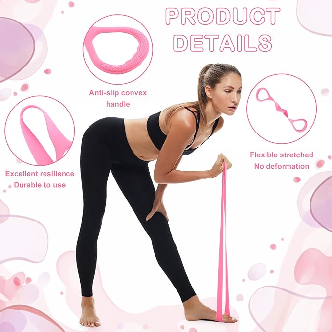 Figure 8 Fitness Resistance Bands, 4-Pack TPE Workout Bands for Women, Arm Back Shoulder Toner for Home Gym, Yoga, Physical Therapy - Strength Training & Stretching Elastic Ropes