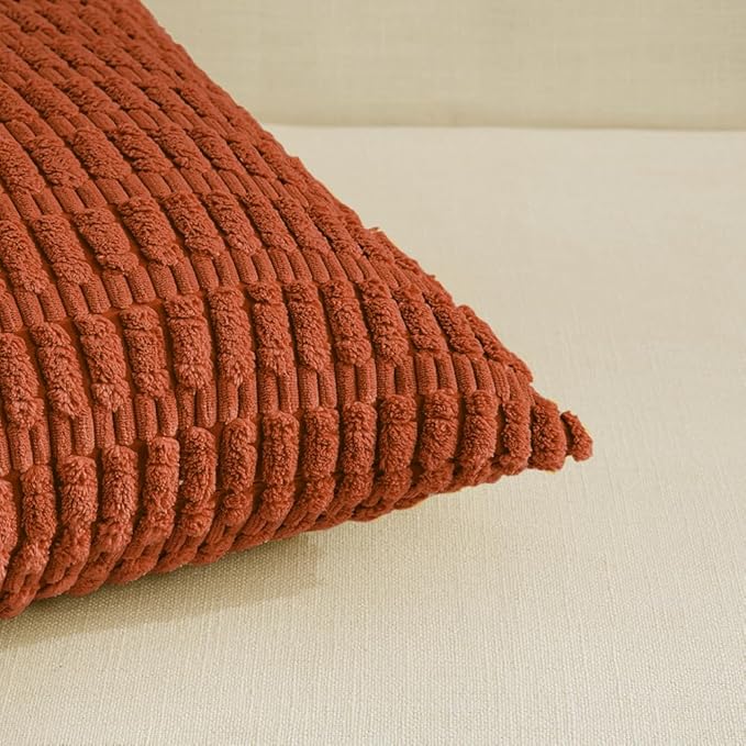 Fancy Homi 4 Packs Decorative Throw Pillow Covers for Living Room Couch Bed, Modern Farmhouse Boho Home Décor Accent Cushion Case, 20" x 12", Burnt Orange