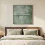Large Framed Green Abstract Wall Art, Modern Minimalist Sage Green Canvas Prints Artwork for Walls, Contemporary Square Pictures for Living Room Bedroom Dining Room Hallway Office Wall Decor, 36x36 In