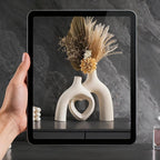Modern Ceramic Vase, Snuggle Heart-Shaped Abstract Sculpture Vases, Minimalist Boho Home Decor for Living Room Shelf & Table Centerpiece Decorative Vase (Milky White)