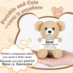 WELLBANEE Positive Crochet Bear Gift for Women Men, Mothers for Dad Mom, Positive Bear Graduation Gift for Daughter Son Student, Teacher, Friends, Boss Gifts for Women Coworker