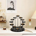 Round Acrylic Display Riser Stands, 12 Tier Jewelry Display Stands for Rings Earrings Mini Figurines 1 Pack(Black)