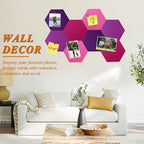 8Pcs Hexagon Felt Cork Board Tiles, Self Adhesive DIY Bulletin Board Pin Board for Office School Home Wall Decor Stickers Memos Photos Display (Gradual Purple)