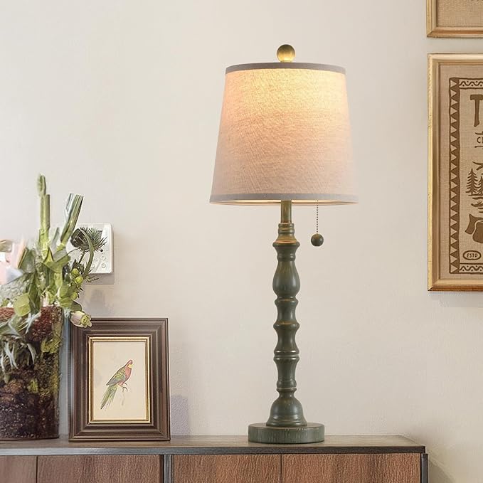 Terpsichore Lamps Set of 2 Modern Farmhouse Table Lamp Bedside Reading Lamps Living Room End Tables Set Lamps for Night Stands Bedroom Night Lamp,High 26.25 Inch, (Turquoise, High 26.25 inches)