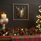 JJALIGHTS Exquisite Resin Animal Head Wall Sculpture (Gift Metal Frame) - Imitation Copper Vintage Decor for Living Room, Bedroom & Office | Decorative Wall Hanging Art (Wendigo)