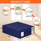 WOWBOX Sheet Organizers and Storage,Closet Bed Sheet Organizer Under Bed Storage and Organization with Label Cards & Clear Window for Bedding Sheets,Duvet Covers,Blankets (10 Pack，Blue)