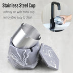 FREELOVE Concrete Ashtray with Lid & Stainless Steel Ashtrays for Cigarettes, Cement Ash Tray Smoking Holder Indoor Smokeless Outdoor Windproof Patio Home Office Cool Decor(Grey-White, Large)