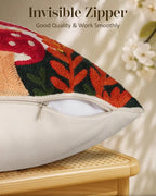 Embroidered Lumbar Pillow Cover 20x12 Inch - Spring Summer Boho Decorative Pillow Cover with Zipper for Living Room Couch Sofa Bed Aesthetic Design Mushroom Moon Cushion Pillowcase
