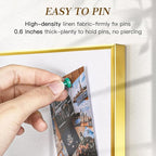 Linen Bulletin Board 30" x 20", White Fabric Pin Board with Gold Aluminum Frame, Decorative Vision Board for Home Office, Bedroom & Dorm Wall Decor, Includes 10 Push Pins