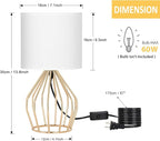 HAITRAL Gold Table Lamp - Modern Style Desk Lamp with Hollowed Out Base Linen Fabric Shade, Small Golden Bedside Lamp for Bedrooms, Living Room