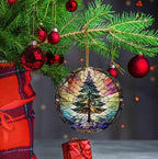 Christmas Ornaments, Stained Glass Style, Round Fun Acrylic Decoration Gifts (Christmas Tree)