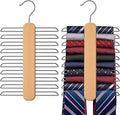Tie Hanger 2 Pack,Tie Organizer for Closet 20 Storage Capacity,Wooden Necktie Organizer Tie Storage,360 Degree Rotating Accessory Organizers for Tie,Belt,Scarf