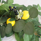 2Krmstr 30 Inch Handcrafted Flower Swag with Lemon Berry, Faux Greenery Garland Artificial Foliage Vine, Hanging Decorative Floral Swag for Wedding Arch Table Runner Front Door Decor