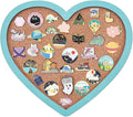 BENECREAT Heart Pin Cork Board, Bulletin Display Board Wall Mounted Cork Board with Light Sky Blue Frame for Brooch Pin Storage Display, Office Home and School Decor, 6.9x7.8inch
