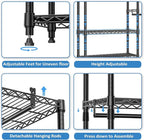 IZEUK Heavy Duty Rolling Garment Rack Wire Clothes Rack for Hanging Clothes (Black, 3 composition, 15.7" D x 70.8" W x 76.5" H)