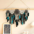 et of 5 Boho, Hanging Large Boho Dream Catcher Wall Hanging Moon Dream Catcher Set Dream Wall Decoration, with Luxurious Feathers and Beads, Hand-Hung bedrooms, Nurseries and Living Rooms